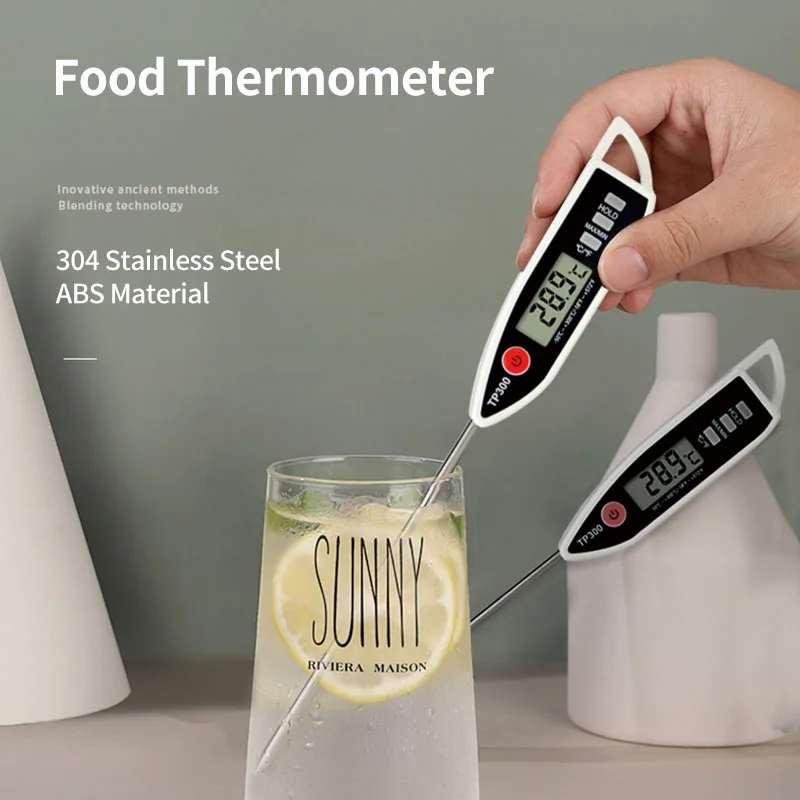 Precise LCD Food Thermometer Probe-Style Design IP65 Rated 0.1C Accuracy Food Grade Stainless Steel for Kitchen Baby Bath Use