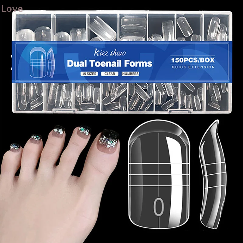 ชุดต่อเล็บเท้าแบบใส 150/160 ชิ้น แบบเต็มเล็บ กดติดง่าย สำหรับตกแต่งเล็บเท้าในฤดูร้อน ชุดทำเล็บเท้า DIY สำหรับผู้หญิงและเด็กผู้หญิง ตกแต่งเล็บเท้าแบบไม่ต้องใส่รองเท้า