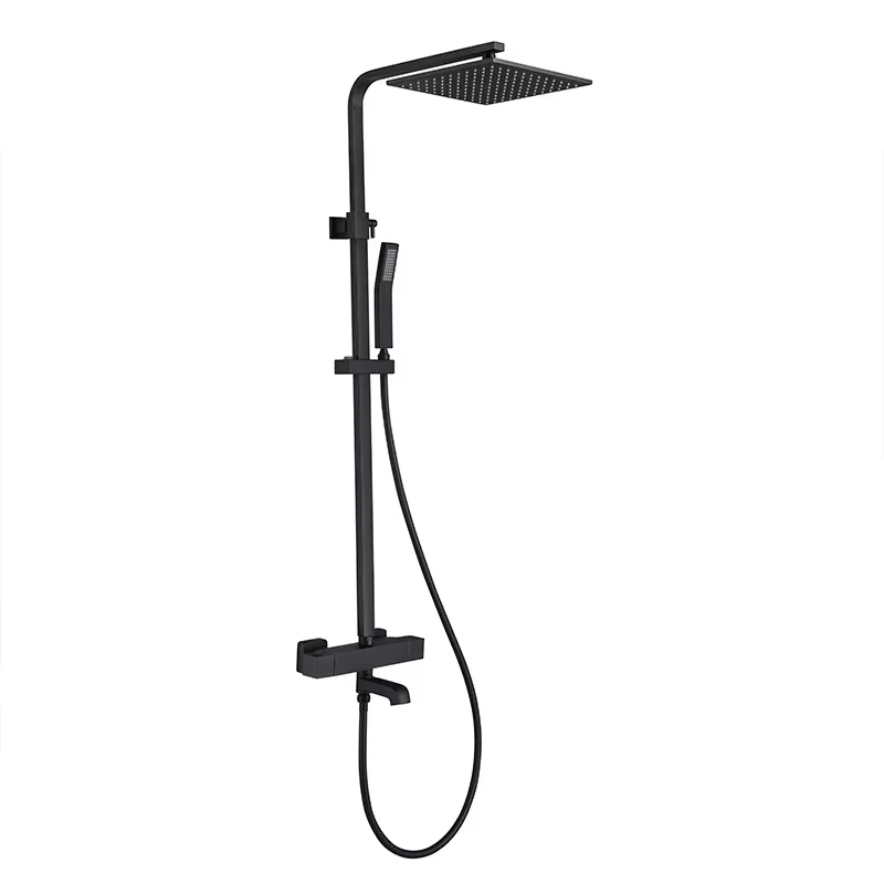 Black Brass 3-Function Bathroom Shower System with Rainfall Shower Head and Ceramic Valve Core
