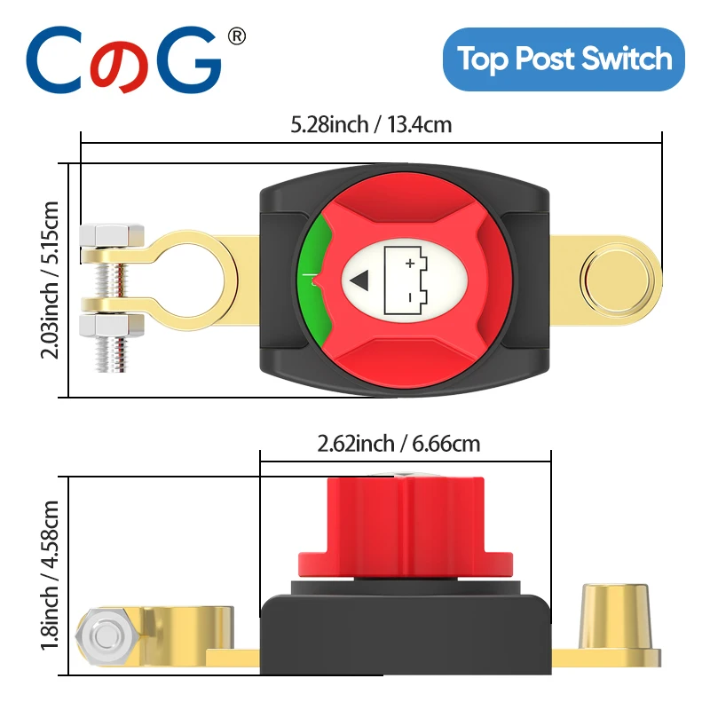 CG New Upgraded Model Battery Disconnect Switch 275A On/Off Battery Power Cut Off Switch 12-48V for Car,RV,Truck,Marine and Boat