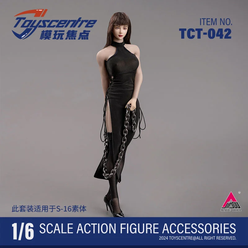 Toyscentre TCT-042 1/6 Black Sexy Slit Strap Dress Clothes Model Fit 12'' TBL S16A Female Soldier Action Figure Body Doll