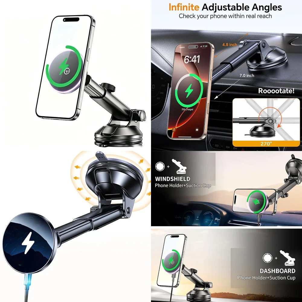 Consumer Electronics Chargers Adapters Trend Magnetic Wireless Car Charger Dashboard Car Phone Holder Electronic Accessories