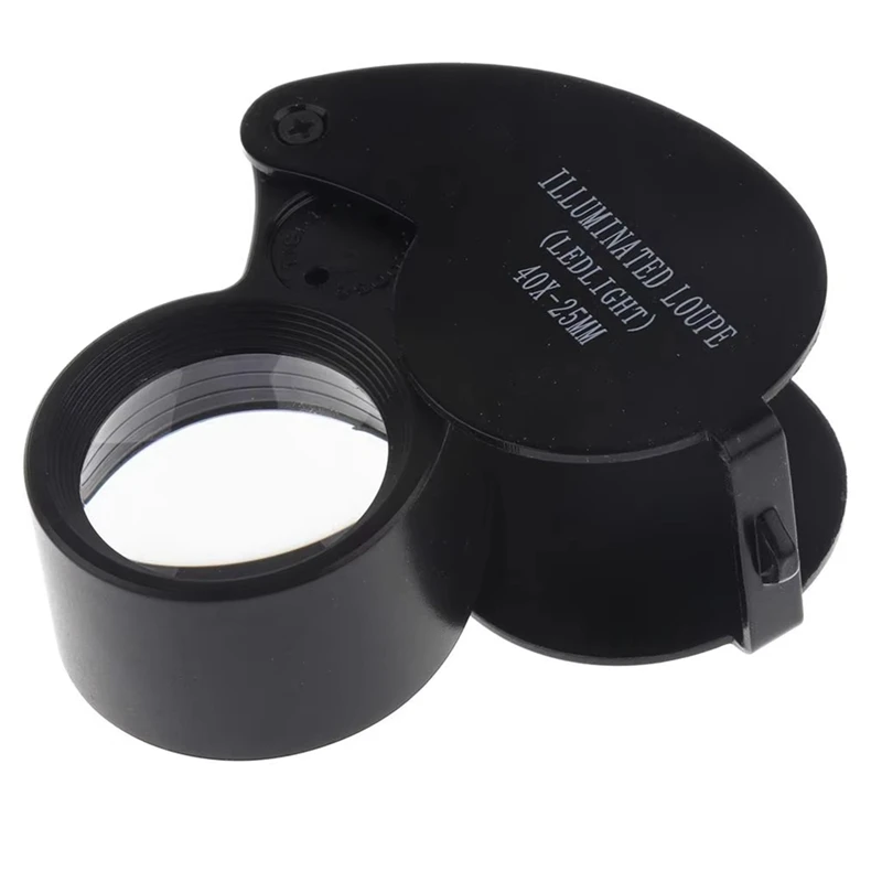 Mini loupe éclairée 40X avec lumières LED, loupe pliante portable pour bijoux, pièces de monnaie antiques