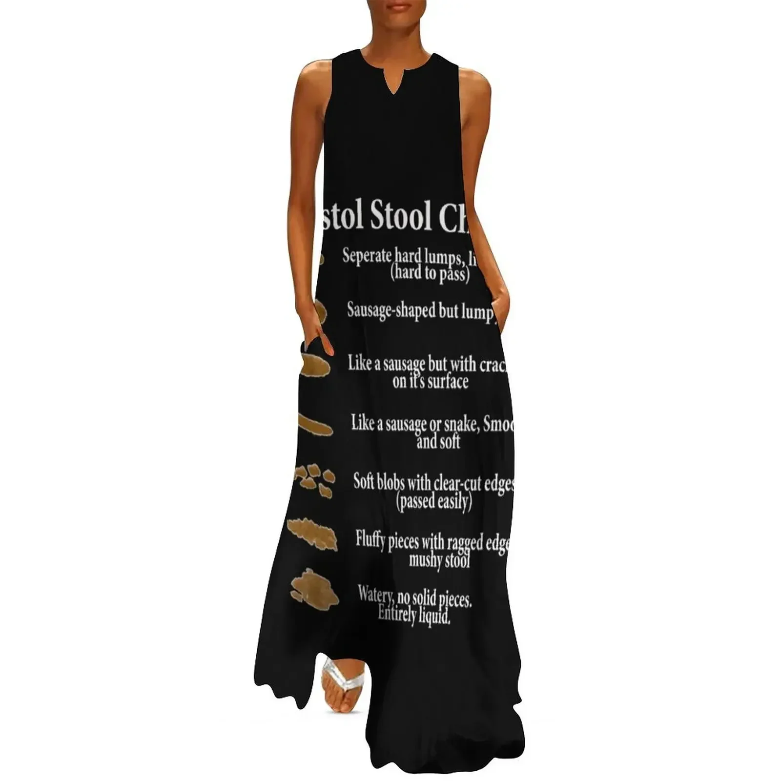 

Bristol Stool Chart in White Writing Black Background Long Dress summer clothes dress for women loose summer dress
