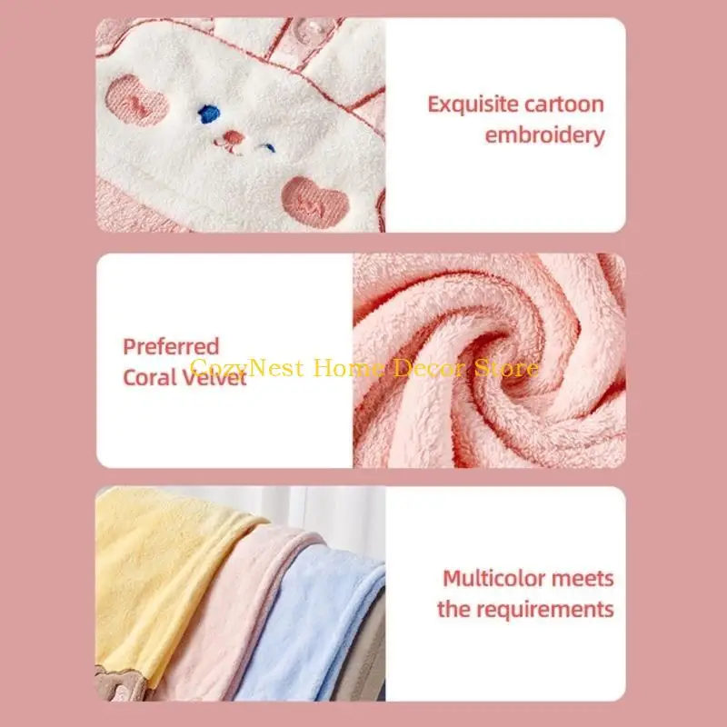 

92MF Towel Hair Turban Wrap Hair Towel Long Curly Head Towel Quick Absorbent For Women and Kids