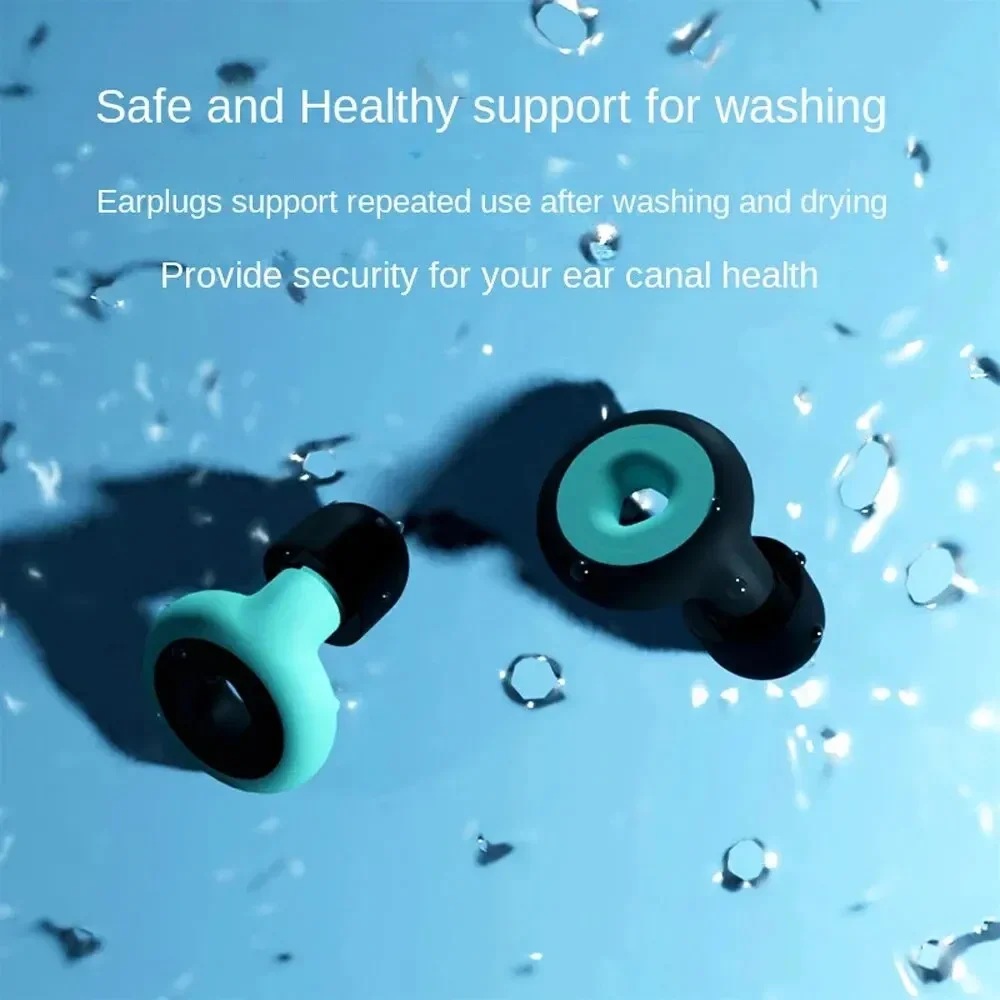 1Pair Soft Silicone Earplugs Noise Reduction Waterproof Ear Muffs Reusable For Sleep Travel Swimming