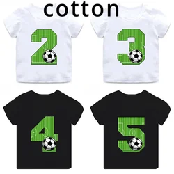 Numero di calcio stampa divertente ragazzo bambini vestiti 1 2 3 4 5 6 7 8 9 anni compleanno cartone animato bambino cotone T-Shirt neonate T-Shirt