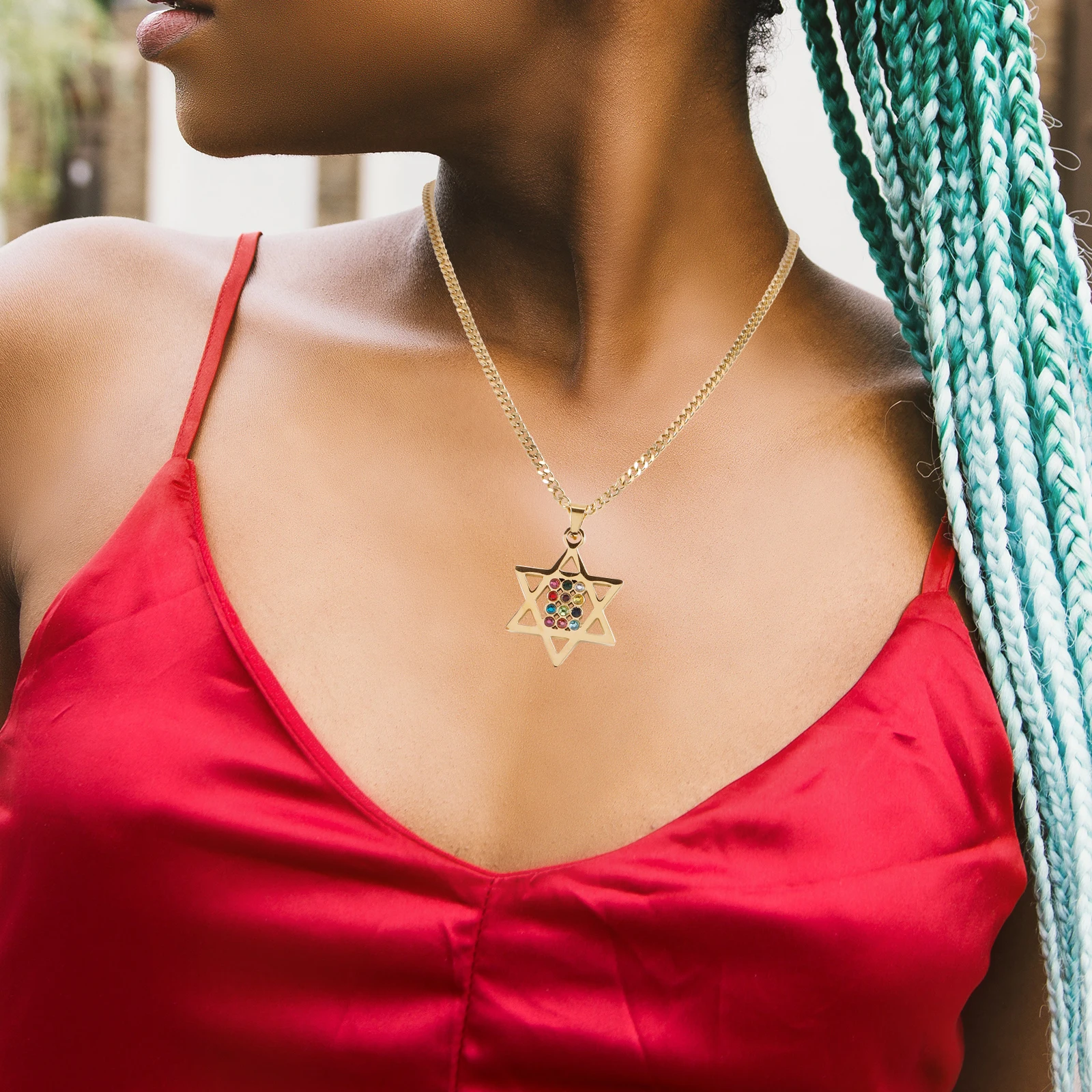 

Hexagram Pendant Necklace Stainless Steel Hollow Star Chain Jewelry for Women Fashion Accessory Dainty Necklace