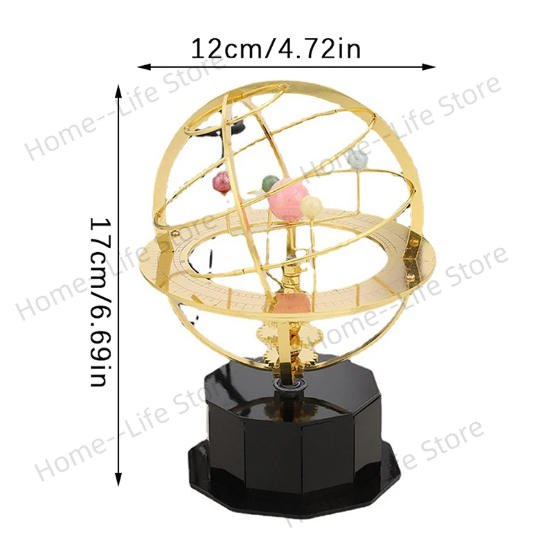 

Rotating Solar System Metal Ornament Retro Planet Metal Model Kit Science Art Decoration Indoor Table Ornament