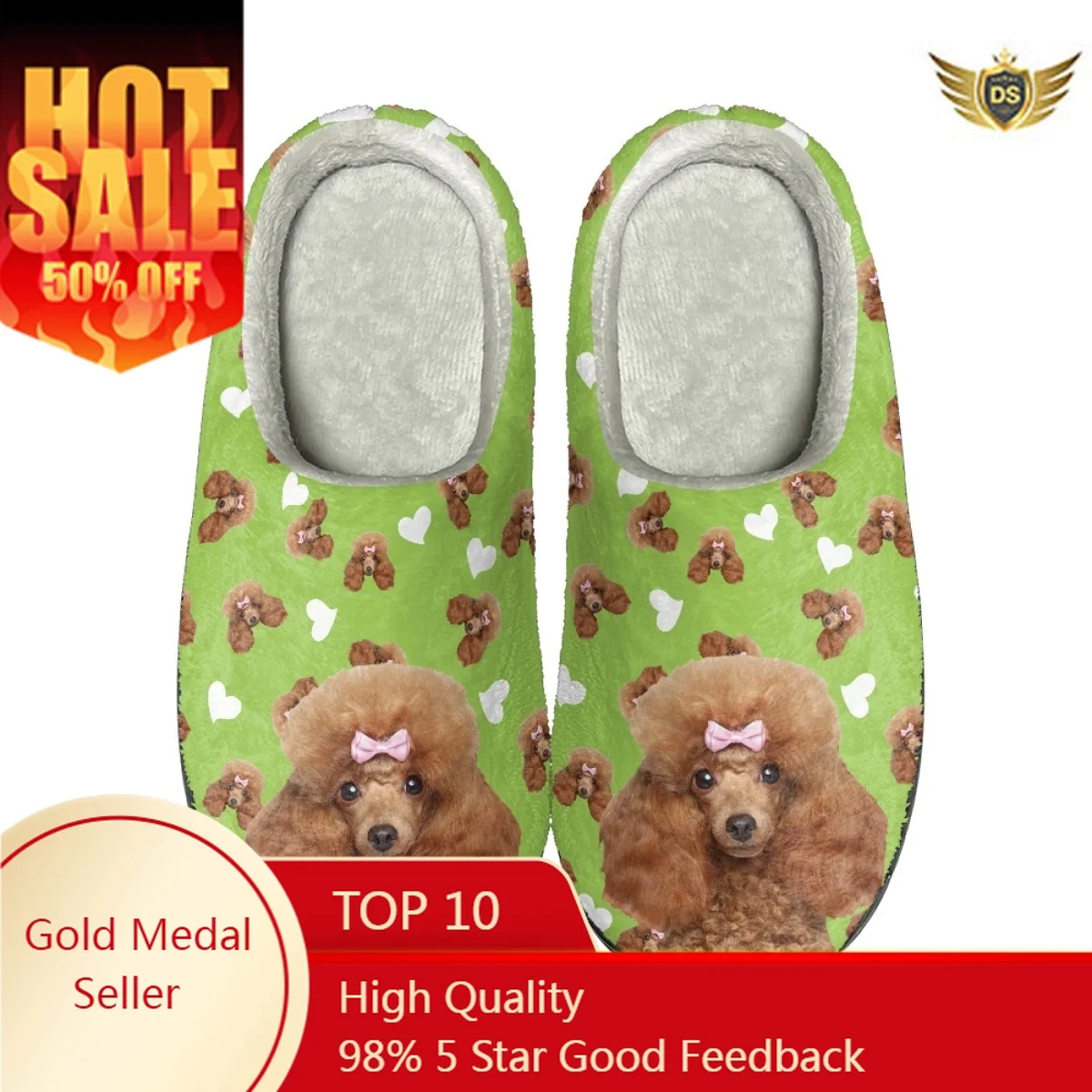 

Lovely Dog Pattern Cozy Cotton Slippers Indoor Warm Couples Home Footwear Casual Non-slip Women Slides Slippers Print On Demand