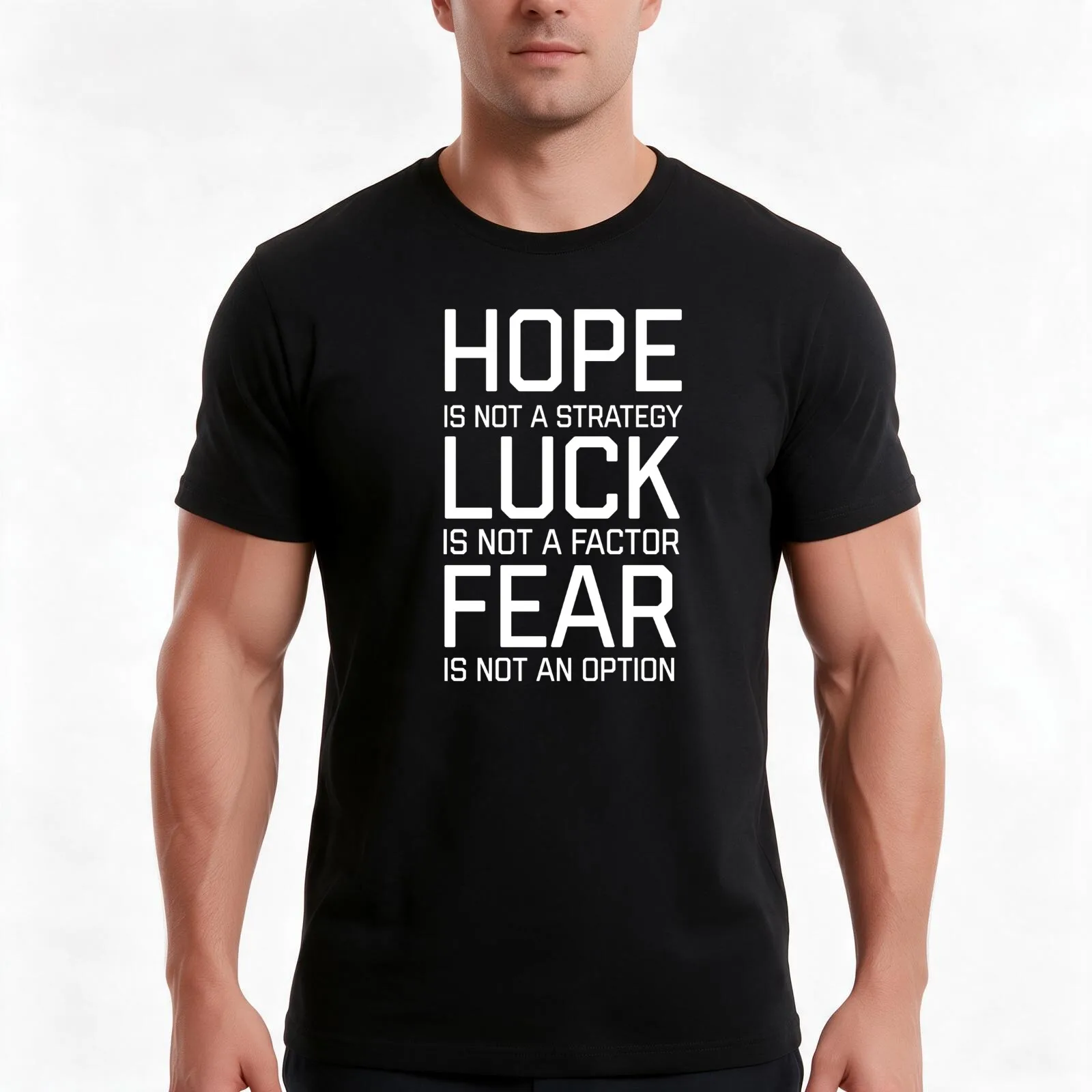 Hope is not a strategy luck is not a factor fear is not an option T-Shirt, Summer Casual Cotton Tee, Oversized Streetwear Tops