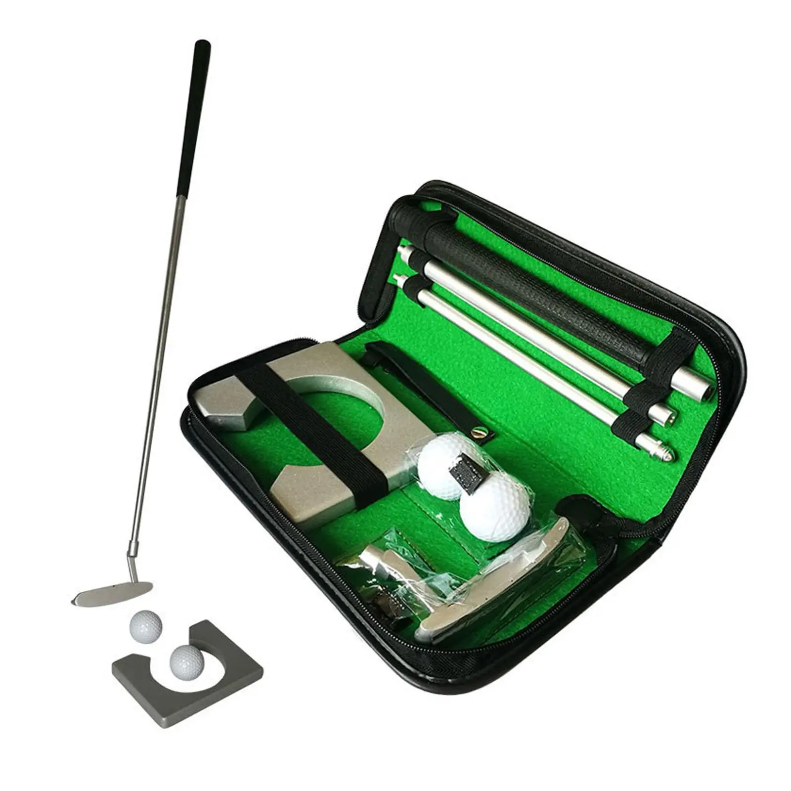 New Portable Golf Game Putting Aid Gift Set Fun Putter Practice Training Golf Putter Set Mini Golf Equipment Practice Kit