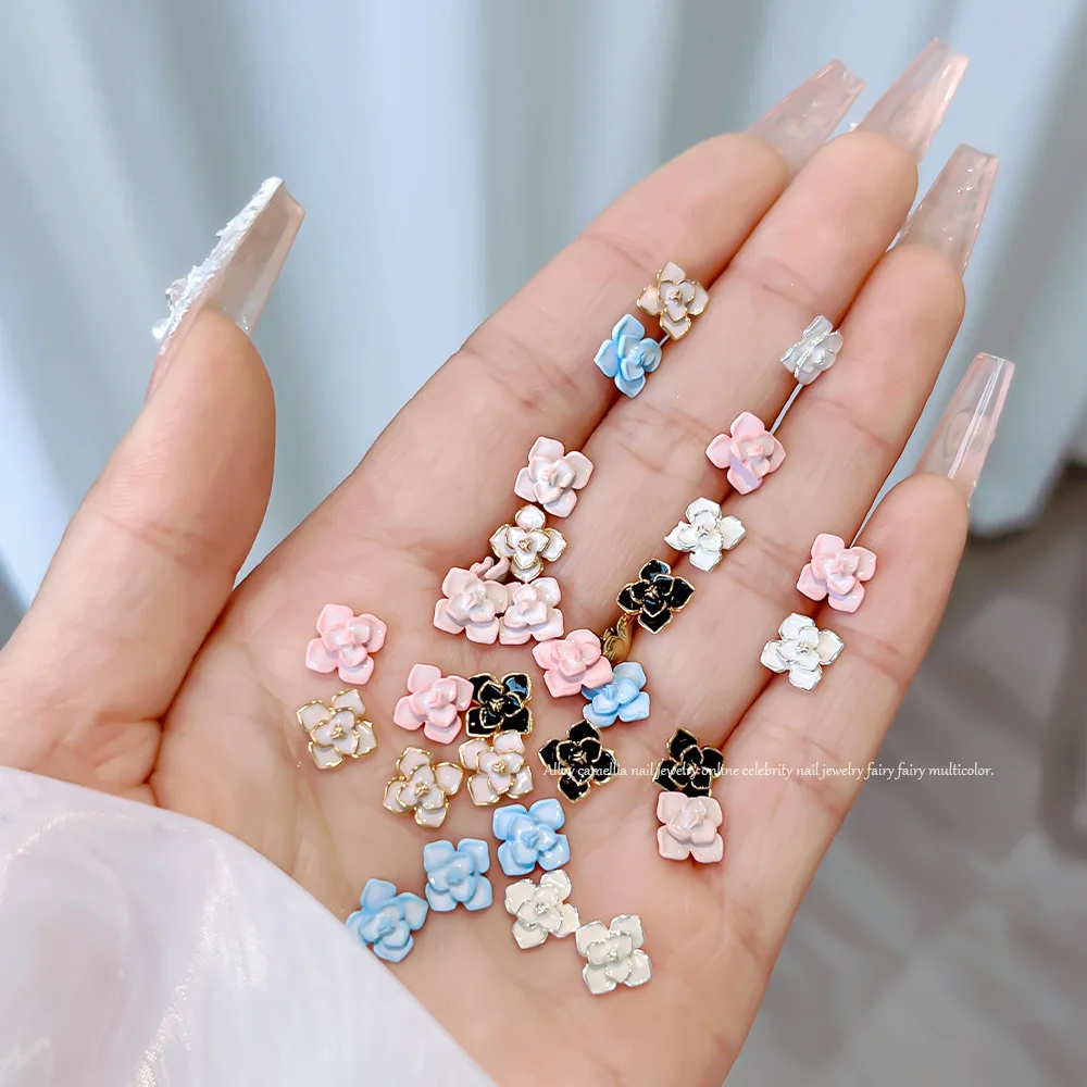 10 Stuks Legering Camellia Nagel Sieraden Sprookjesachtige Nagel Decoratie Dubbele Gelaagde Chinese Nail Accessoires