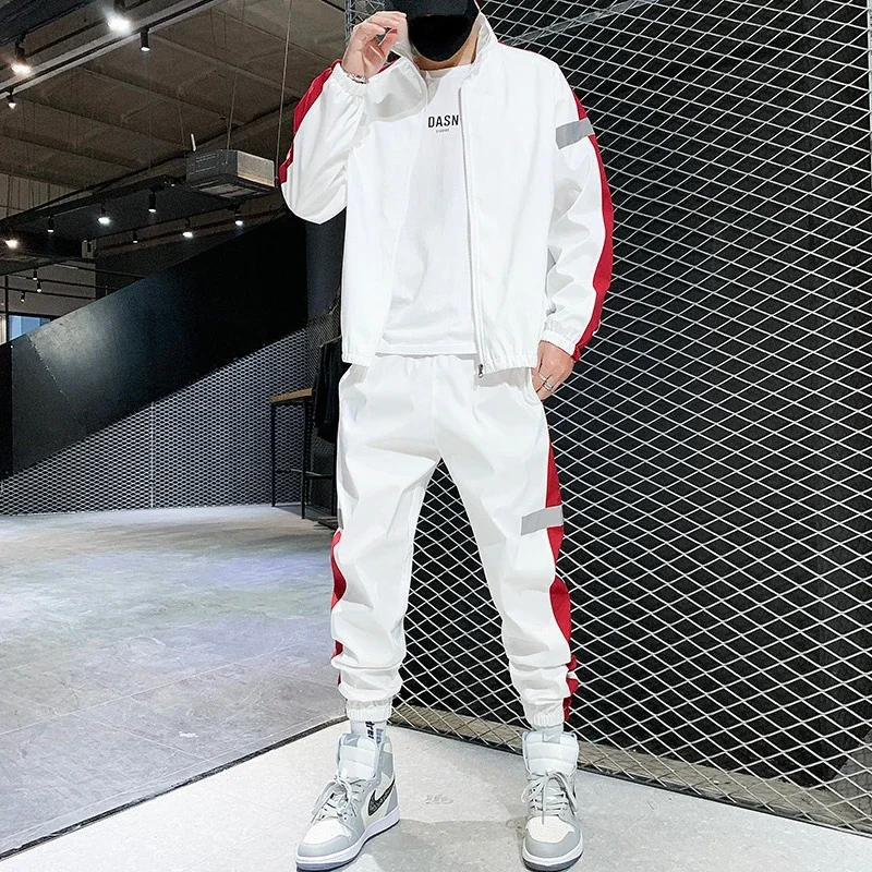 Spring Autumn Men Sportswear Set Tracksuit Hip Hop Jacket + Pants Male Casual Streetwear Track Suits