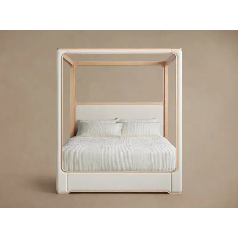 Modern solid wood bed frame, suitable for master bedroom set, luxury hotel style design