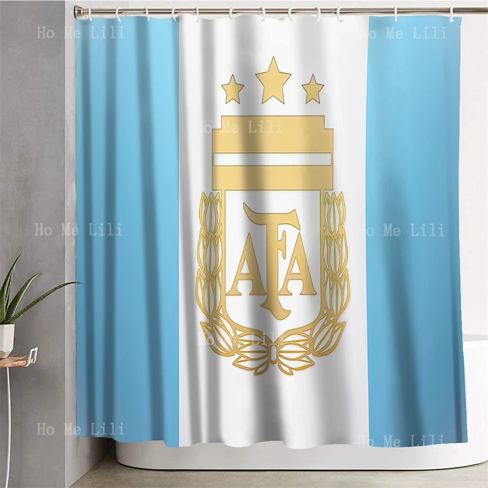 White And Blue Stripes Afa Middle Letters Emblem Fabric Shower Curtain Bathroom Decor