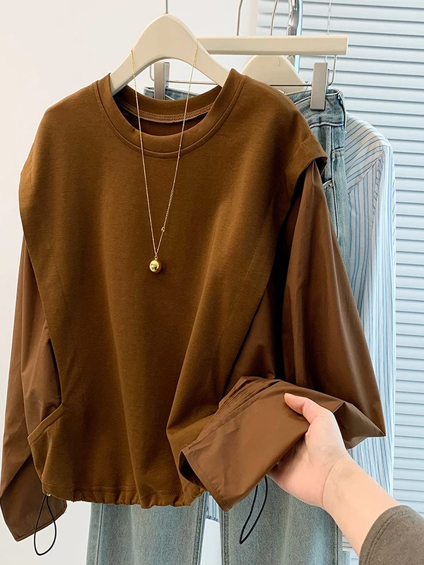 

Korean Sle plus Size Women's Sweatirt Color Blo Faionable Versatile Winter Long Sve Crew Ne Pullover Top