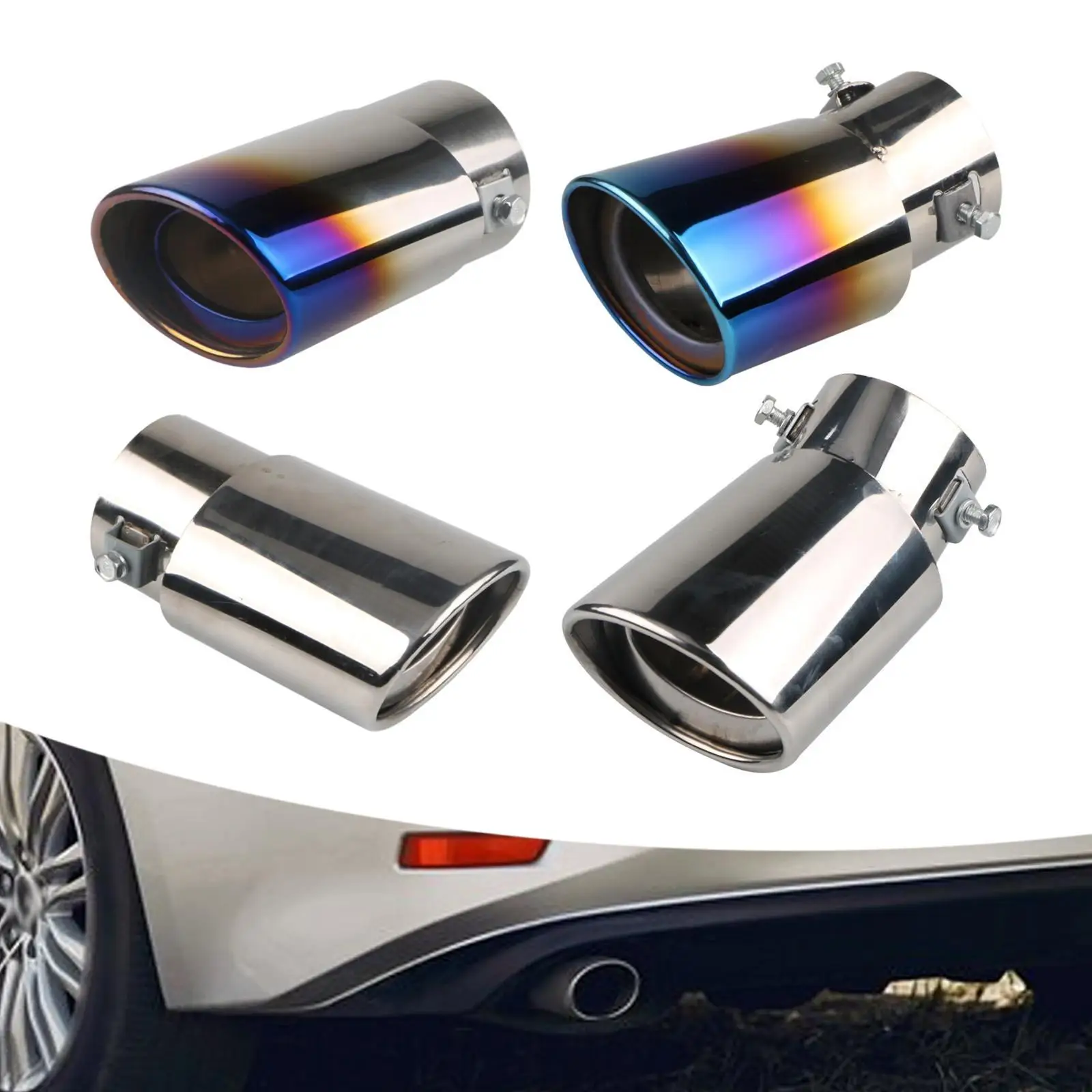 Universal Exhaust Muffler Tailpipe Upgrade Stainless Steel Tip for Car Exhaust Flow Enhancement