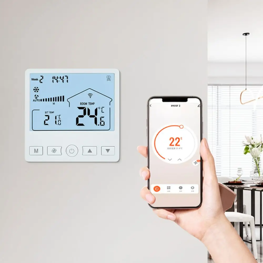 Wifi Enabled Central AC Thermostat For Fan Coil Unit Smart Temperature Controller 10A High Power Digital Room Regulator