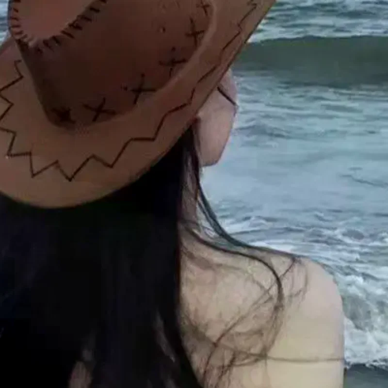 Women Men Cowboy Hat Western Suede Cowgirl Hats Fashion West Fancy Dress Party Headwear Unisex Cap Accessories