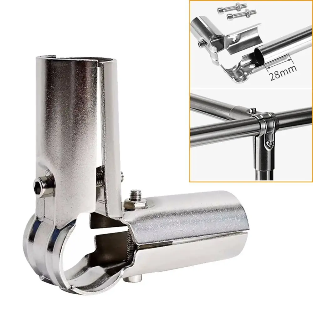 1Pc 25mm Fixed Clamp Furniture Hardware Stainless Steel Tube Connector Clothes Display Rack Rod Support Pipe Joint