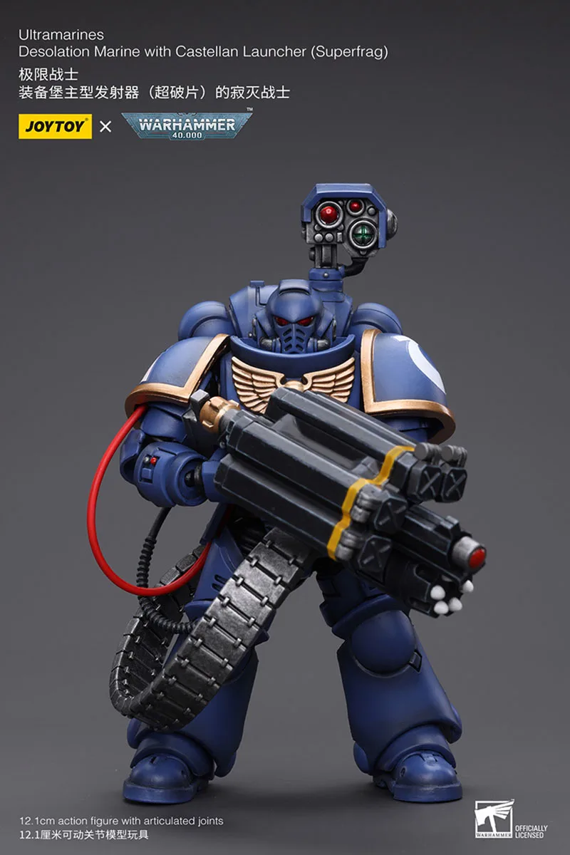 JOYTOY Warhammer 40K 1/18 Ultramarines Desolagem Marinha com Castellan Launcher Action Figure Brinquedo Modelo de Soldado Militar