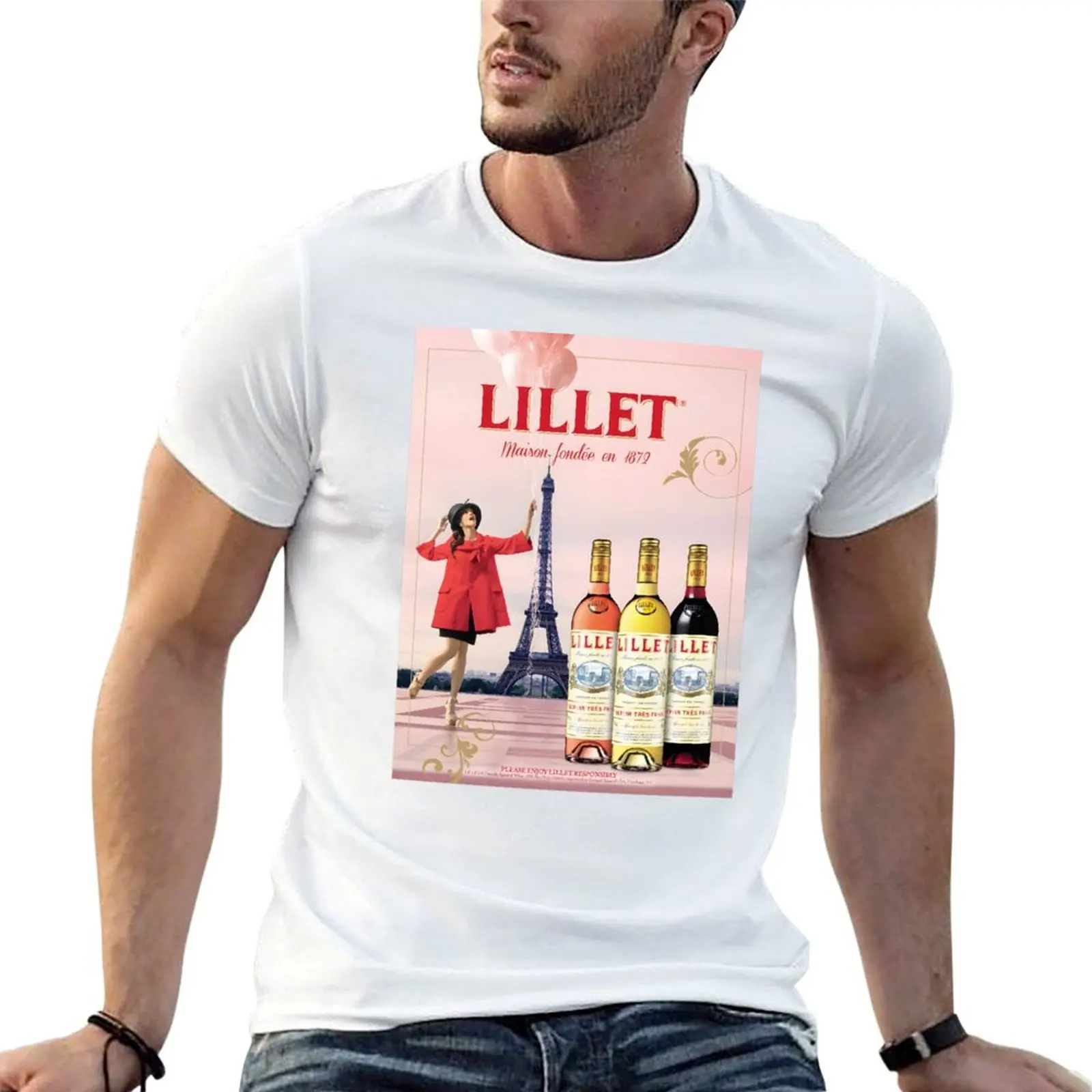Camiseta Lillet Paris, camisetas divertidas, camisetas de humor oscuro para hombre, camiseta de algodón para hombre, camiseta de diseñador