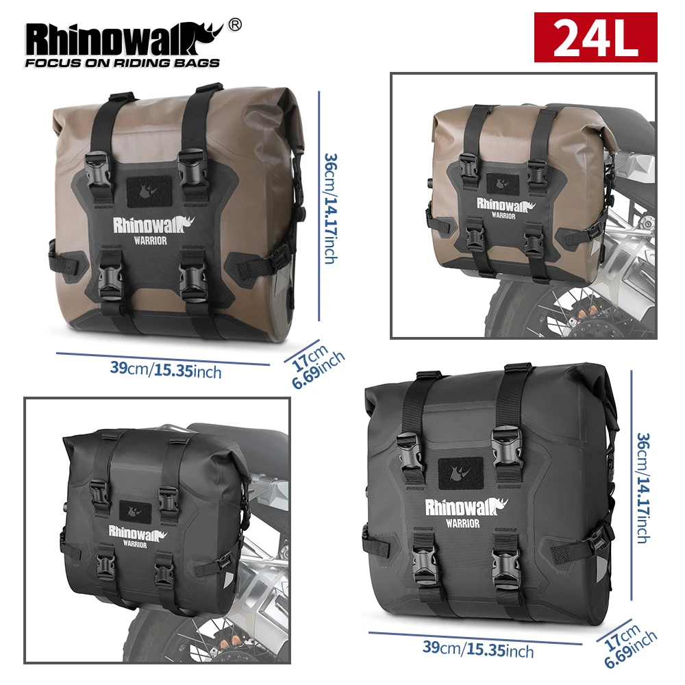 Rhinowalk Motorcycle Quick Release Side Bag 24L Waterproof Motorcycle Saddle Bag Universal Fit Motorbike Accessories 1 Or 2PCS