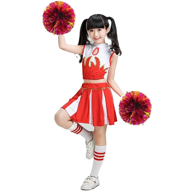 Kids Girls Boy Cheerleader Costume School Child Cheer Women Outfit for Carnival Party Halloween Cosplay Dress Up Clothes
