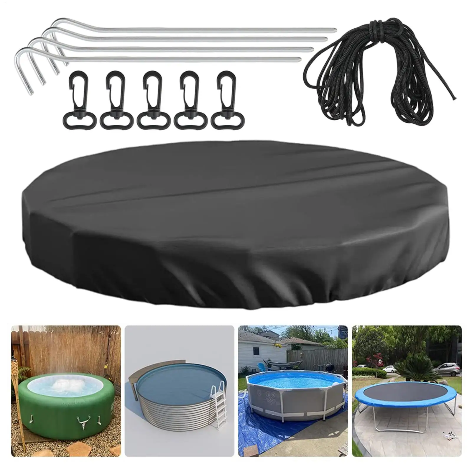 Waterproof Foldable Round Pool Cover Dustproof Insect Resistant For Inground Pool Protector Dust Cover