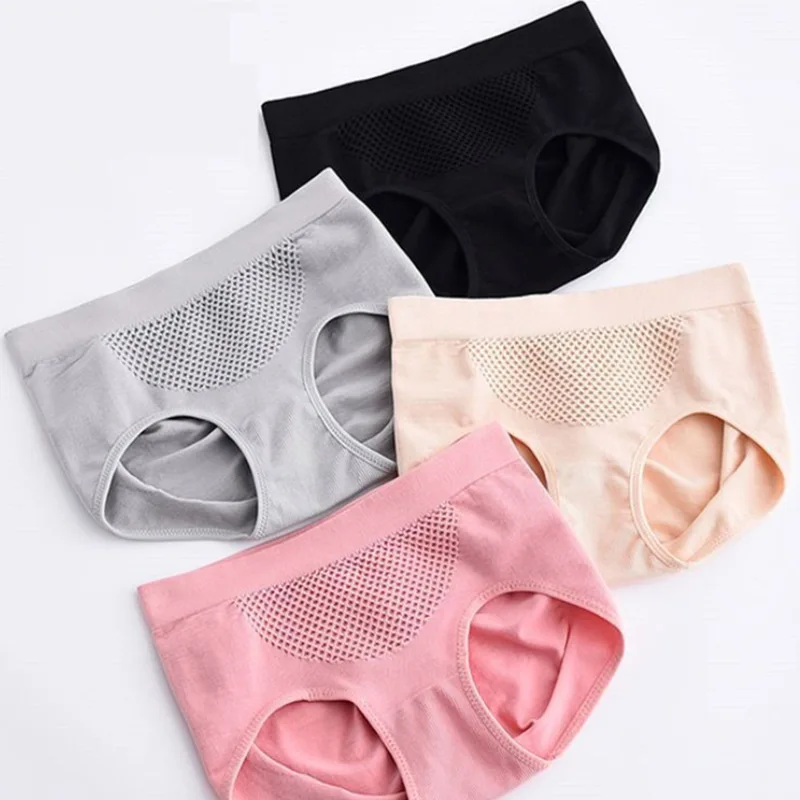 Honeycomb Panties Women Breathable Mid-waist Women Panties Solid Color Plus Size Panties Women Belly Lift Girl Triangle Panties