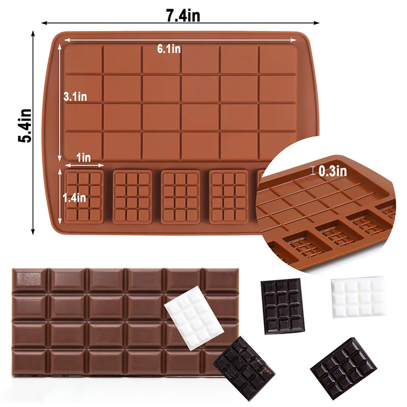 Chocolate Bar Mould Silicone, 4 Pcs Break Apart dubai Chocolate Molds for DIY Chocolate Bars Candy Bar Moulds, Pralines Caramels