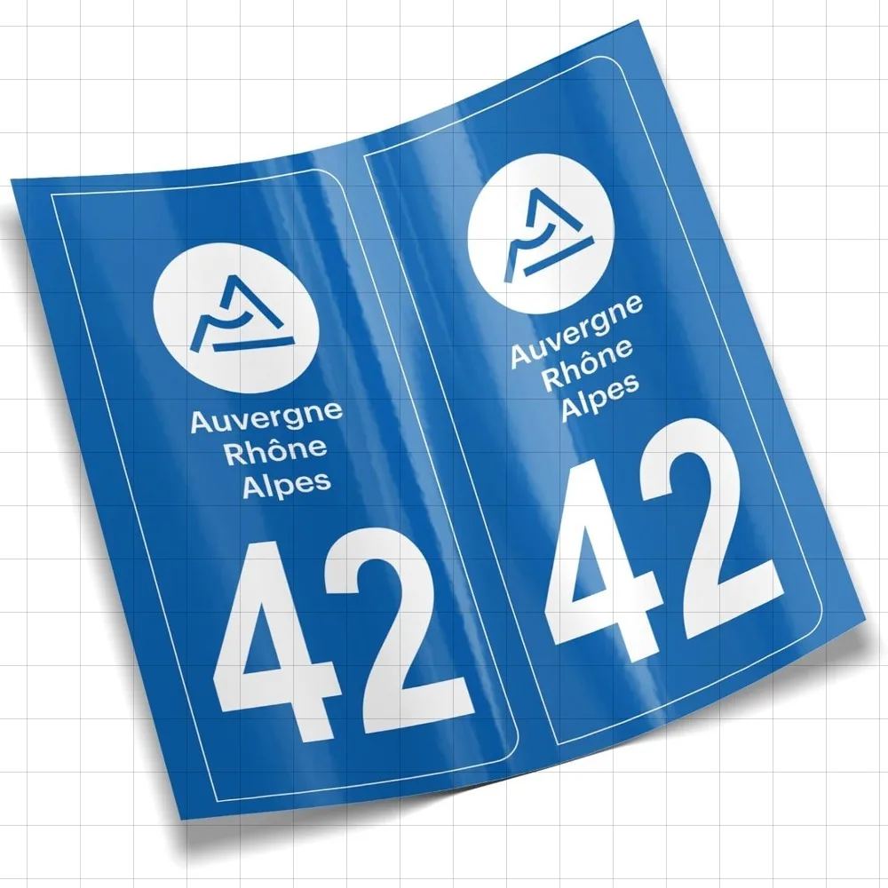 

France 42 Loire 2 stickers for car registration plate French departments