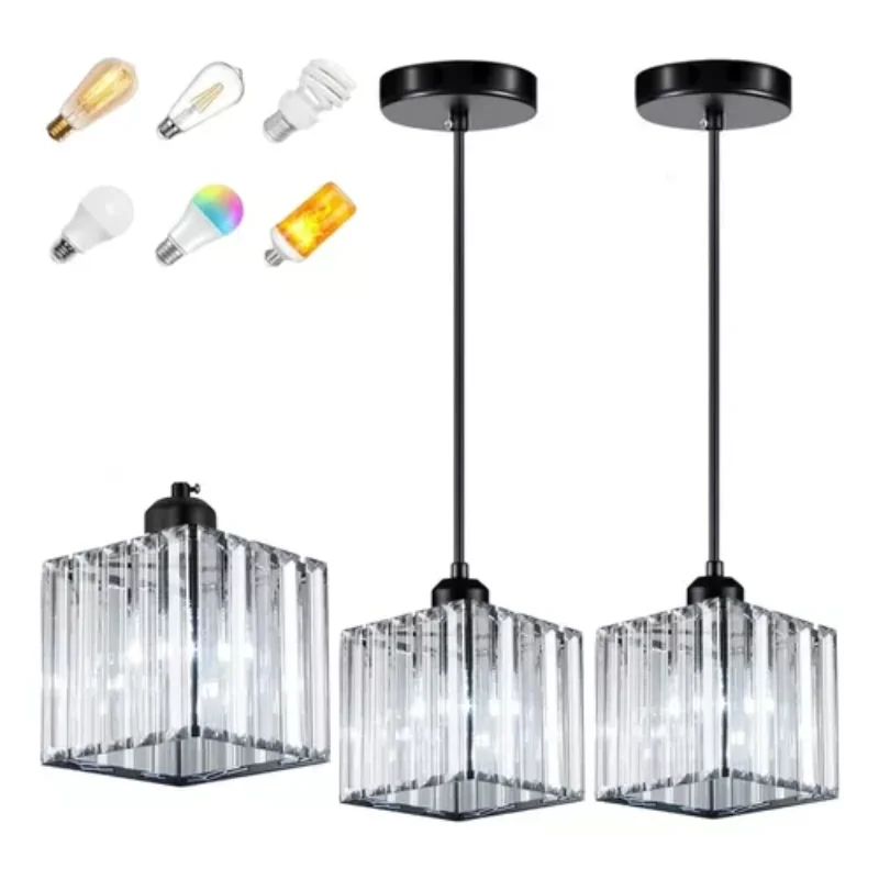 2 pieces of modern retro glass chandeliers with pendant lights