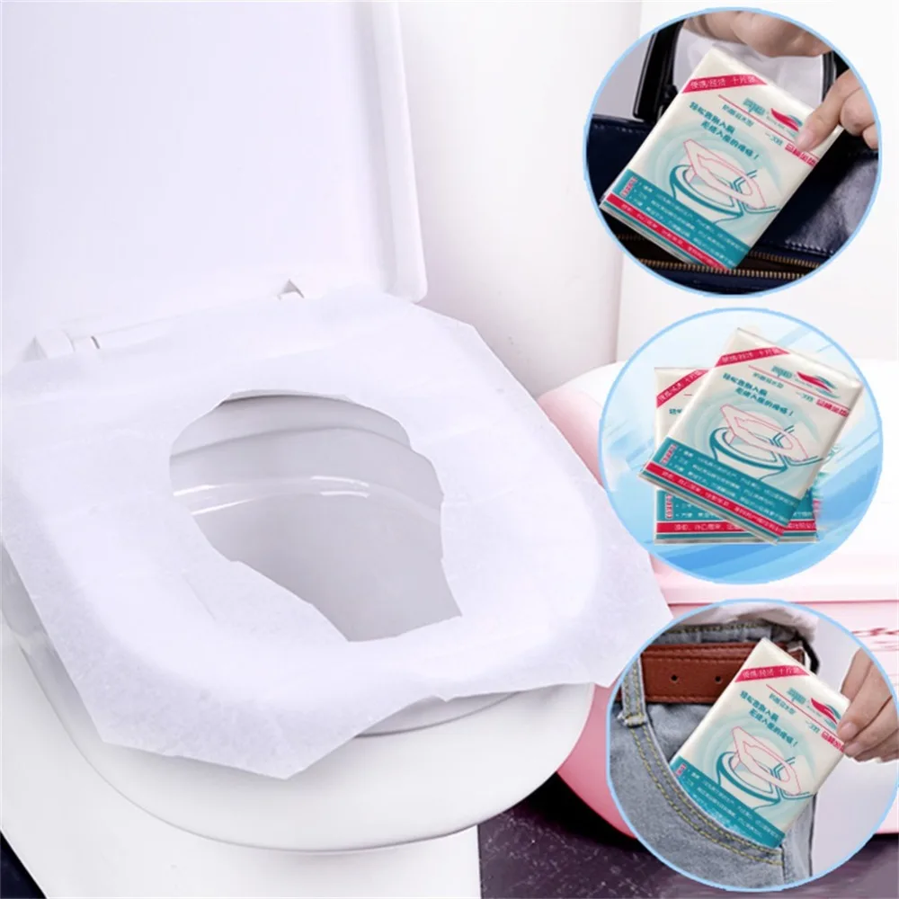 10pack Hygienic Paper Toilet Seat Cover White 35.5cm * 43cm Portable Toilet Cushions Toilet Seat Paper Pads Travel Use
