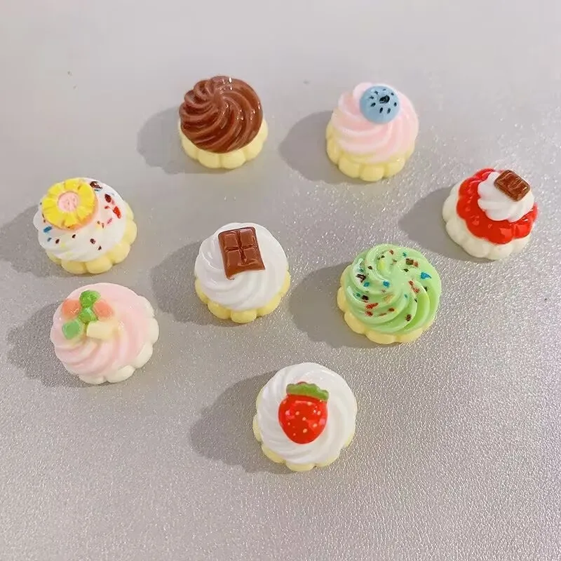 10/100pcs Miniatures 3D Fruit Cream Cake Resin Cabochon Scrapbooking Craft Decoration Dollhouse Charms Accessories
