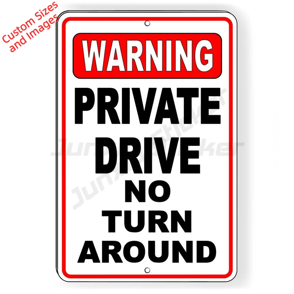 Warning Private Drive No Turn Around PVC Sticker For Entrance Waterproof UV Protection Decal Bold Lettering Property Notice