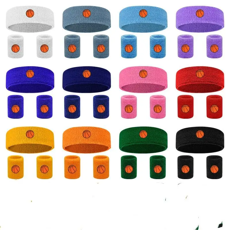 《Nest Picks》3Pcs/Set Sport Wristband For Children Kid Sweatband Headband Wrist Protector Accessories For Running Basketball