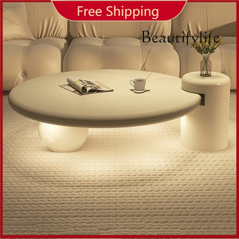 

AX Lamps Modern Round Simple Table Nordic Smart Glamour Premium Design Coffee Tables Small White Cute Mesa De Centro Furniture