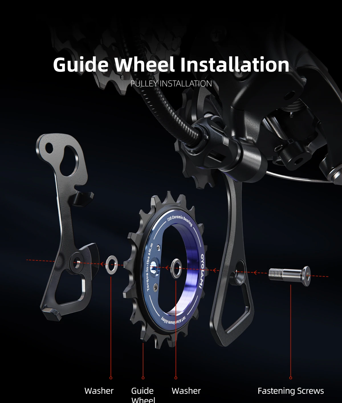 CYCLAMI 18T Keramiklager Fahrrad-Umlenkrolle für MTB Rennrad Hohl 10 11 12 Gang Fahrrad-Führungsteile – Detail 6