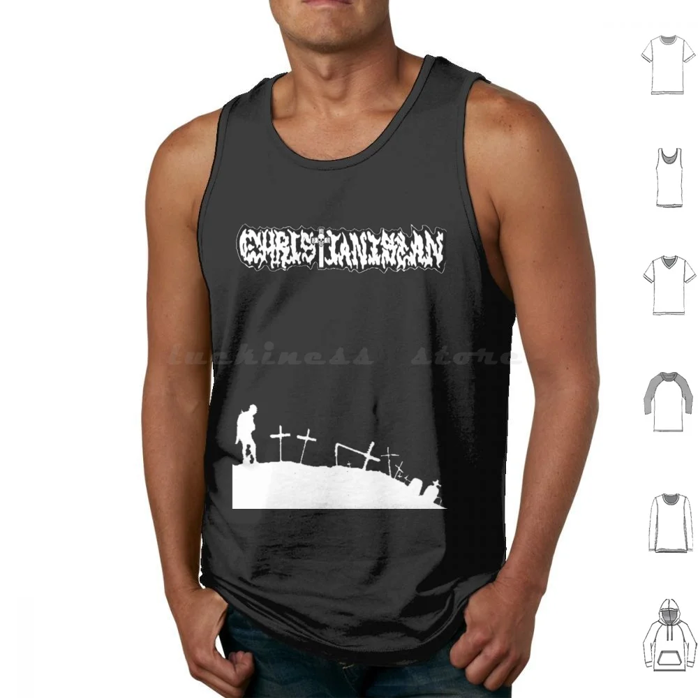 Couverture de démonstration du chrétien, débardeurs en coton imprimé, christianisme Snotrokitz, corbeau de mort d'urranium, croûte de tumor séptique, Punk