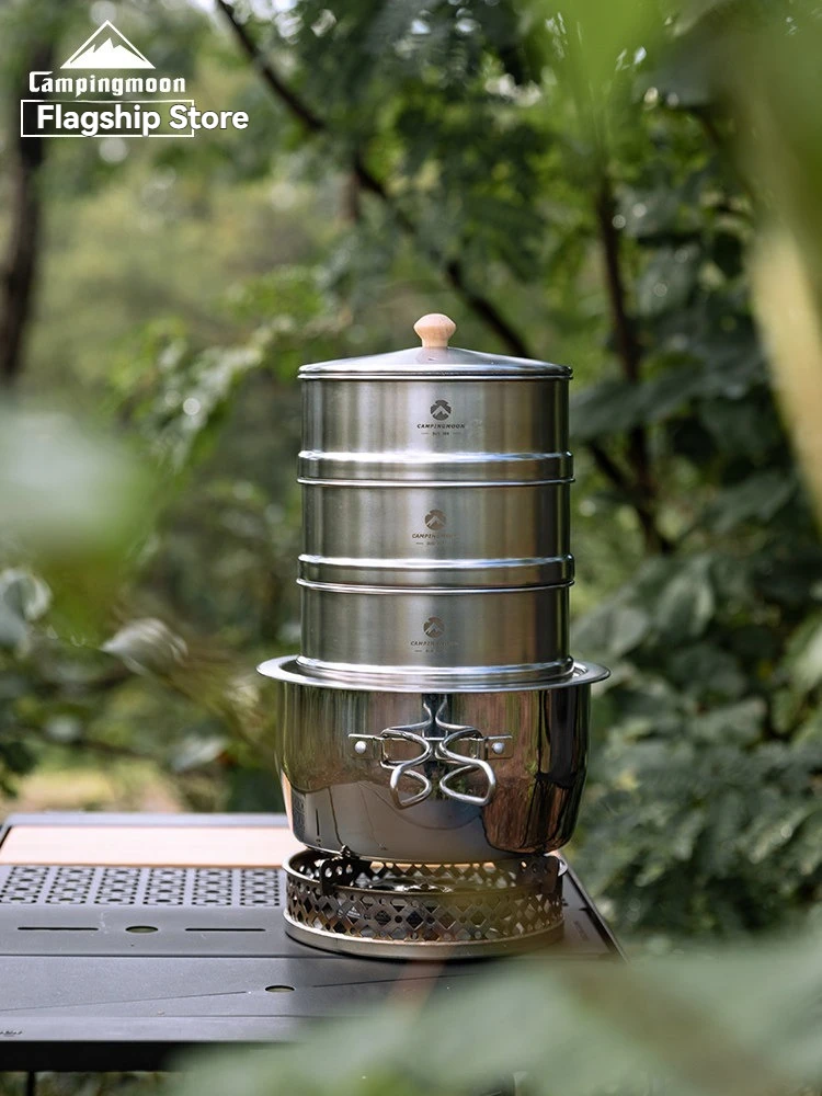 

Пароварка CAMPINGMOON S363 из нержавеющей стали 304, большая, с паровой сеткой, портативная, для пикника и приготовления пищи на природе