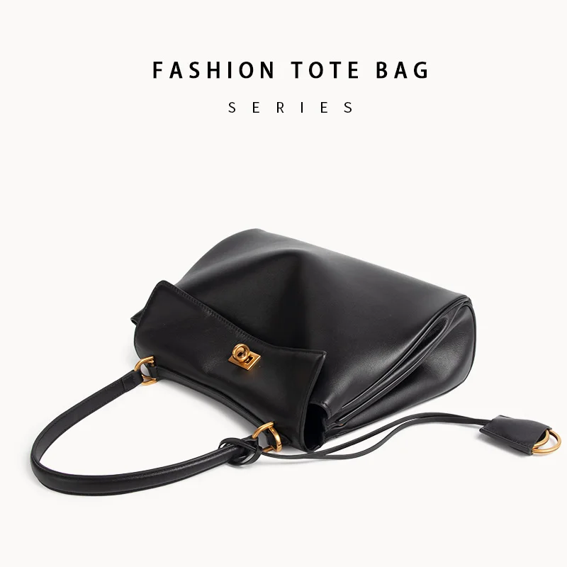 Genuine Leather New Rodeobag Leather Kellys Bag Women's Handbag Large Capacity Advanced Lock Fashion High Sense Underarm Bags