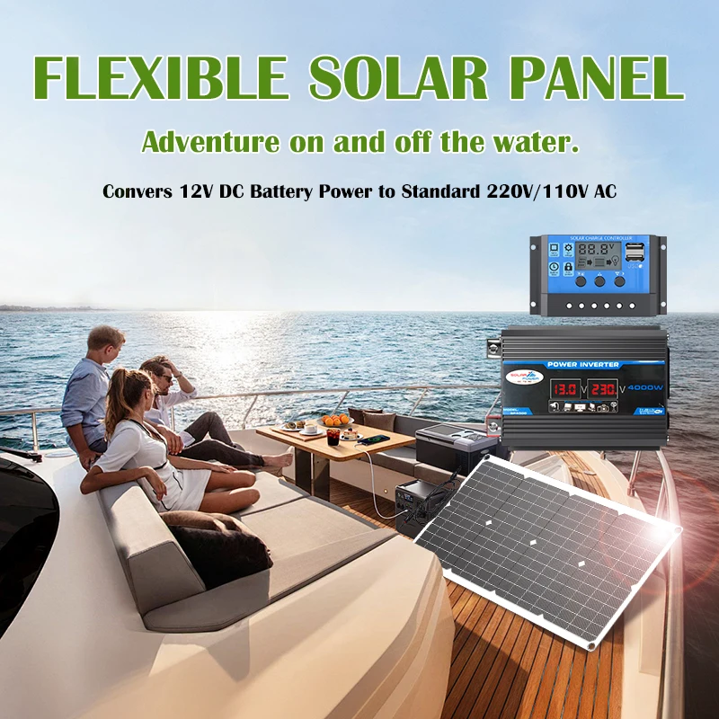 6000W Solar System Kit 2000W Flexible Solar Panel 4000W Power Inverter 100A Solar Charge Controller Off Grid Solar Power System