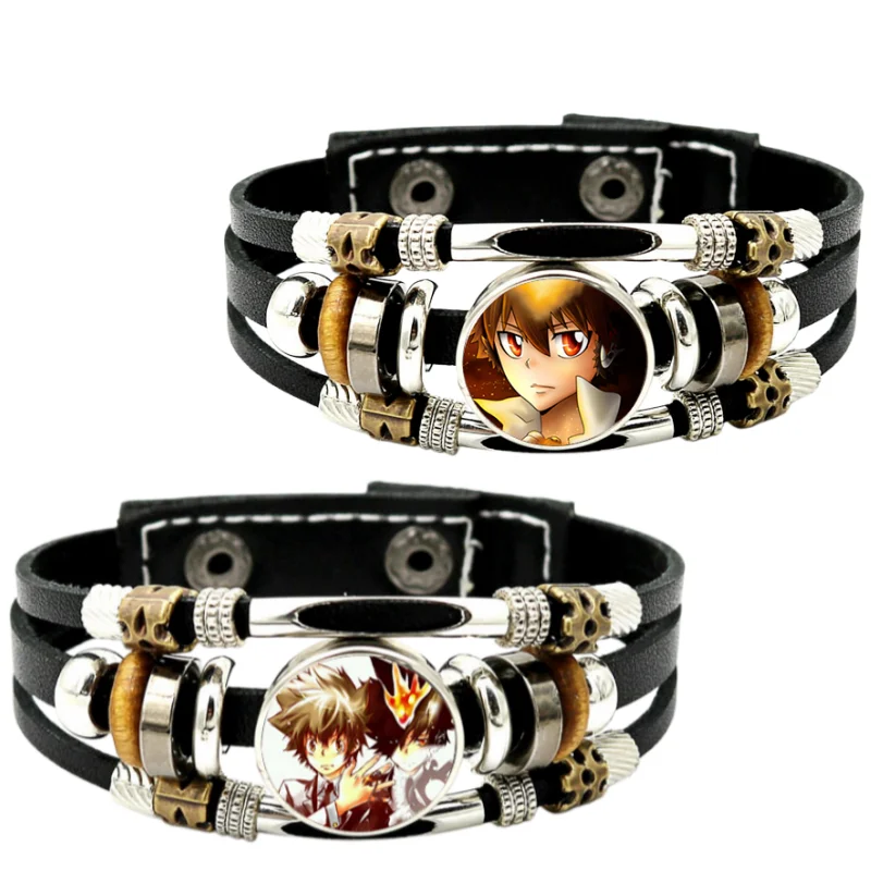 Neuer HITMAN REBORN! Tsuna Sawada Gokudera Hayato Armband mit hochwertigem Anime-Druck, vielseitiges, schlichtes Retro-Armband für Studenten. – Detail 5