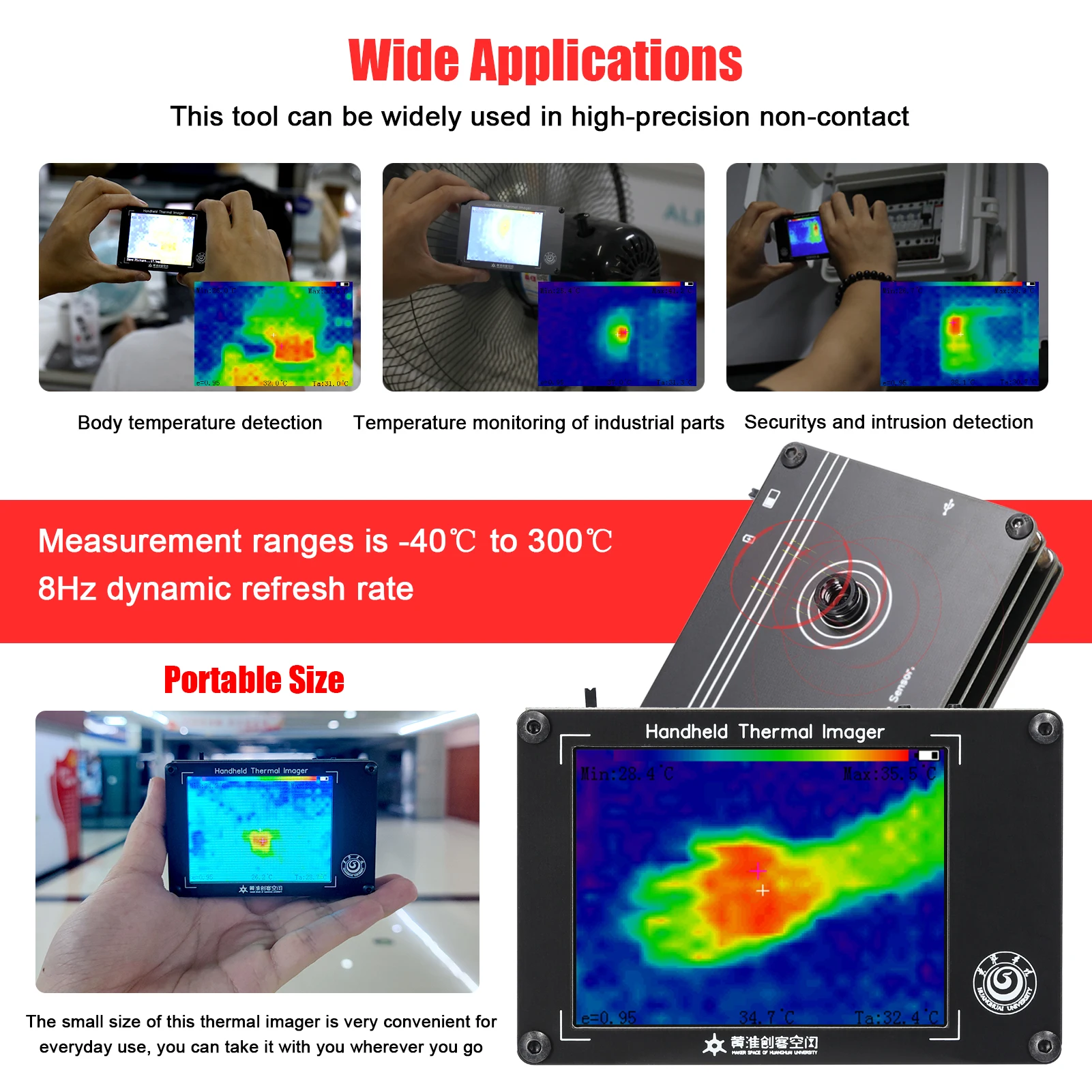 -40~300℃ Portable Multifunction Infrared Imager Handheld Digital Infrared Thermal Imaging Camera 3.2 Inch LCD Display  Imager