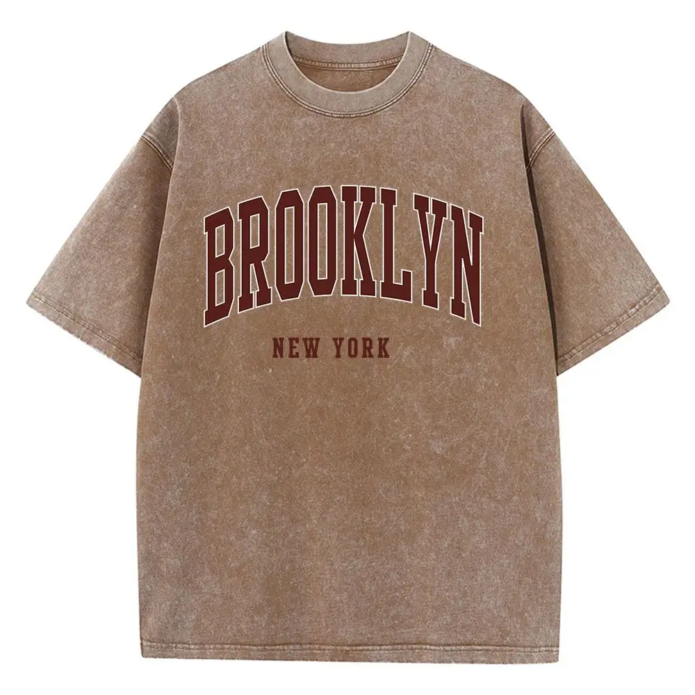 Brooklyn New York Letter Print Male Tee Clothing Graphic Comfort T Shirt Cotton Round Neck Tee Shirt S-Xxxl Loose Fittingcomfort