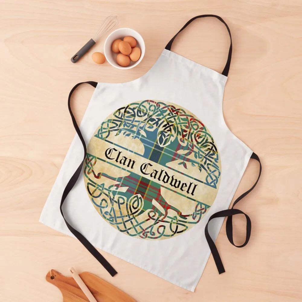 Caldwell Tree of Life Clan Scottish Surname tartan Apron Restaurant Kitchen Equipment Camping Apron