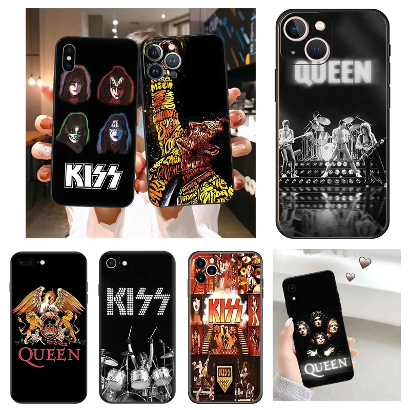 Fashion Kiss Rock QUEEN Silicone Soft Phone Cases Cover for Apple iphone 15 Pro Max SE 14 13 Plus 12 Mini 11 7 8 6s 6 X XS XR