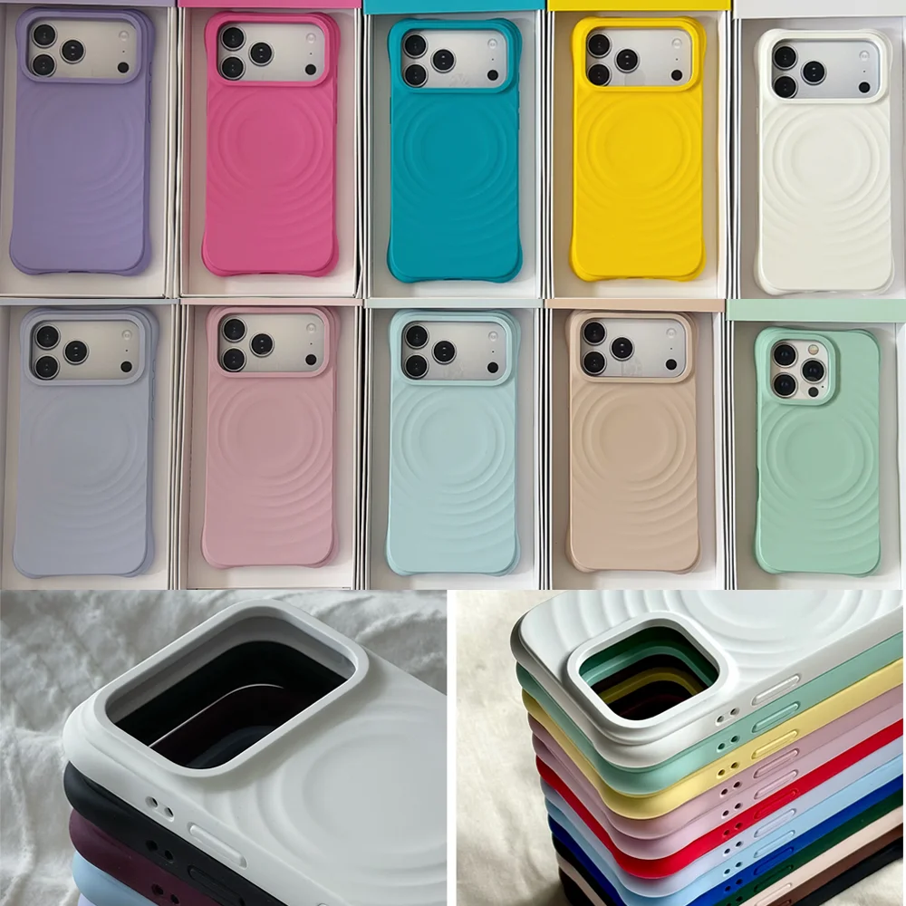 608233 Wave Magnetic Phone Cover for IPhone 13 14 15 16 17 18 Pro Max Case for IPhone 18Pro